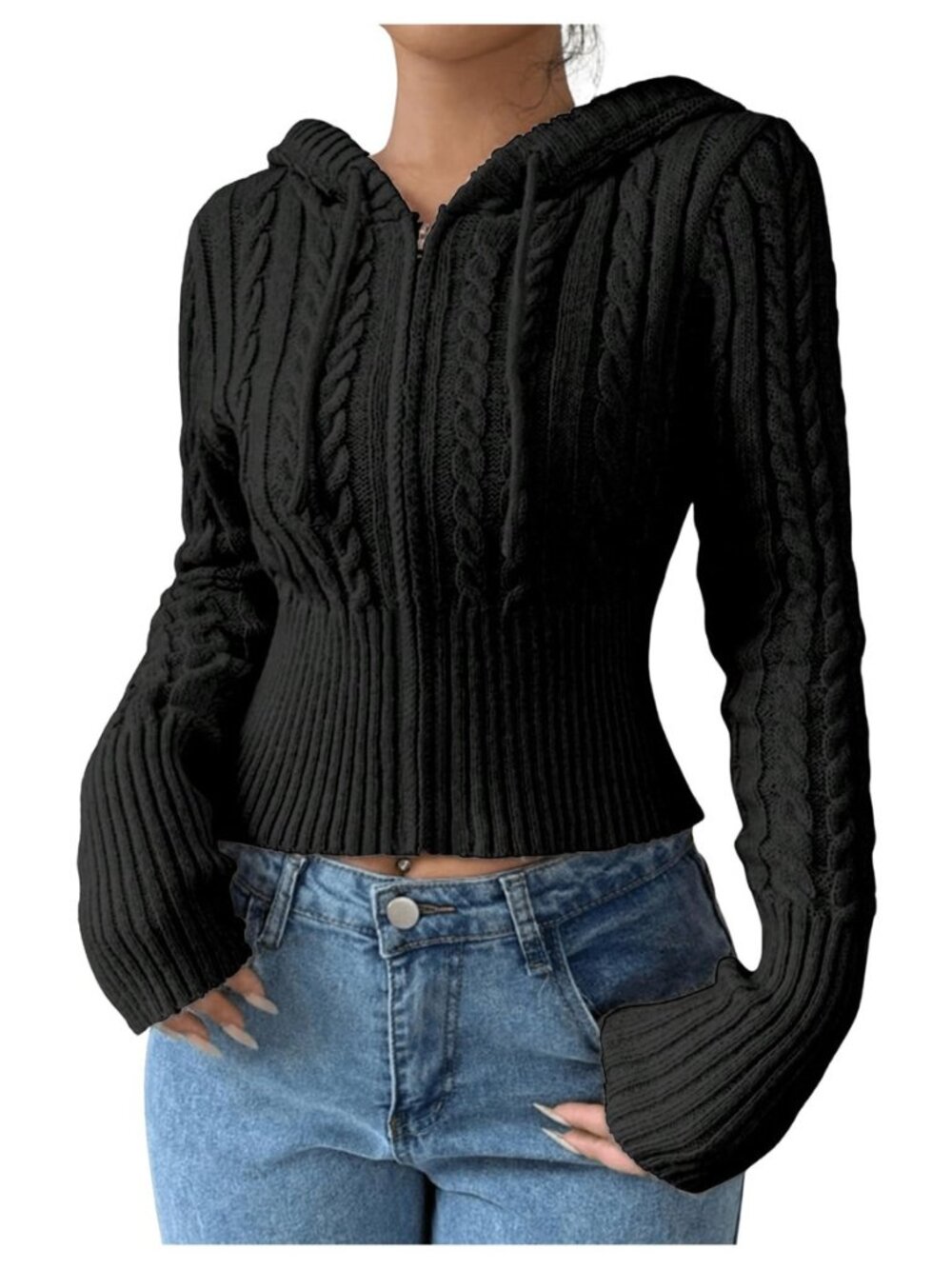 Women's Cropped Sweater Fall Y2K Jacket